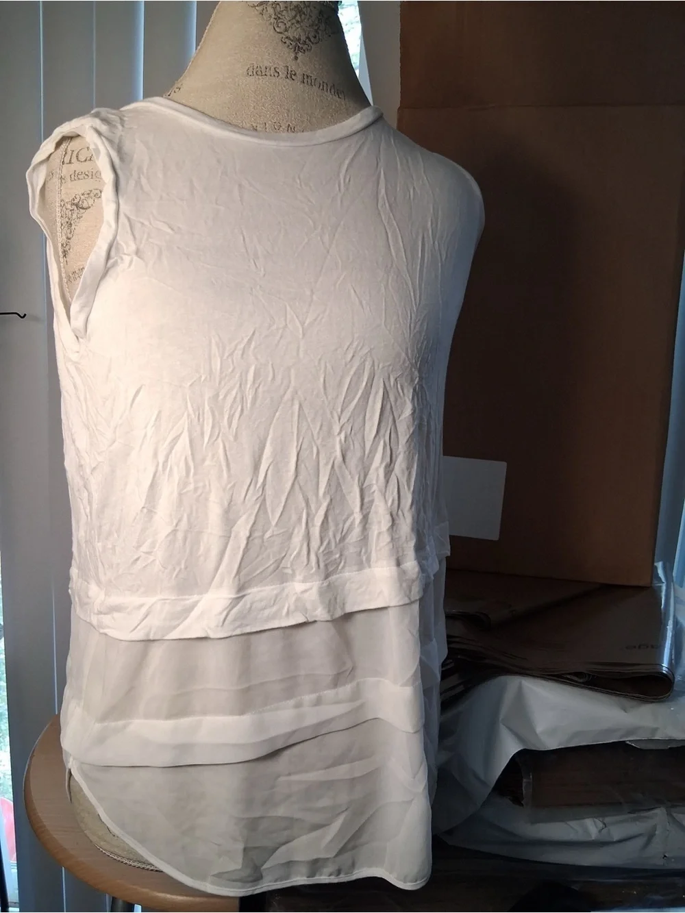 Michael Kors White Layered Sleeveless Tank Top